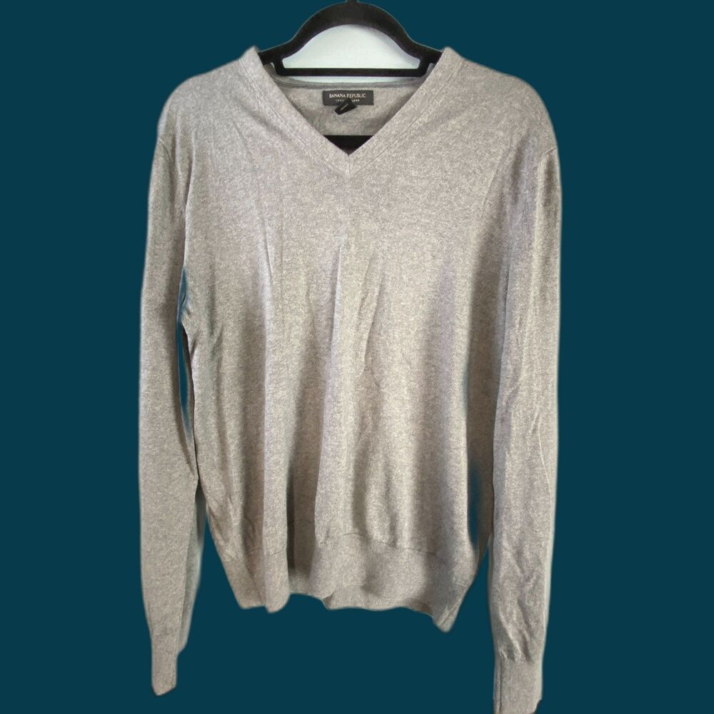 Banana Republic Luxury Blend Silk Cashmere Blend V Neck Mens Sweater L